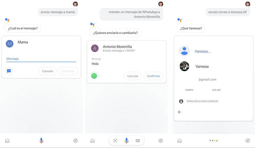 Imagen: envío de mensaje por voz a través el asistente de Google