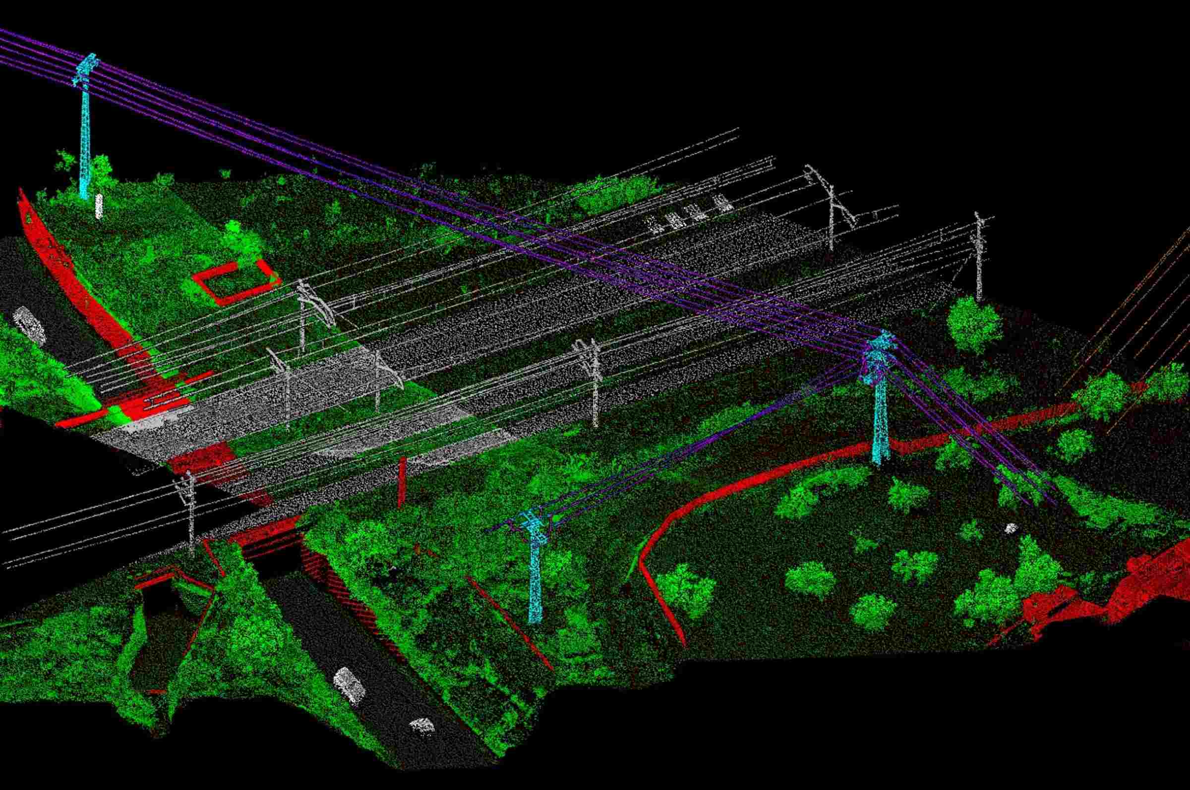 Nube de puntos LiDAR clasificada por los diferentes elementos del entorno